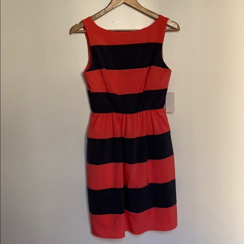 B. Darlin Coral/Charcoal Horizontal Striped Dress